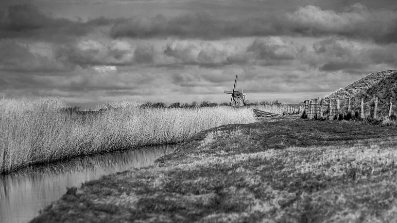 Tijdloze Stilte: Molen Het Noorden in Zwart-Wit van Texel eXperience