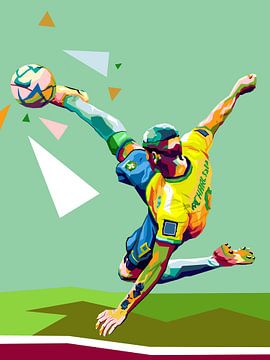 Geweldig doelpunt Football Richarlison World Cup 2022 in pop-artposter van miru arts