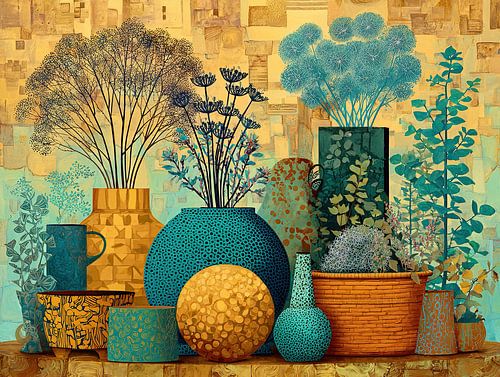 Colourful Vases with Blooms by Eye catching paintings