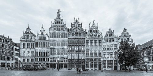 Guild houses on the Grote Markt in Antwerp - monochrome