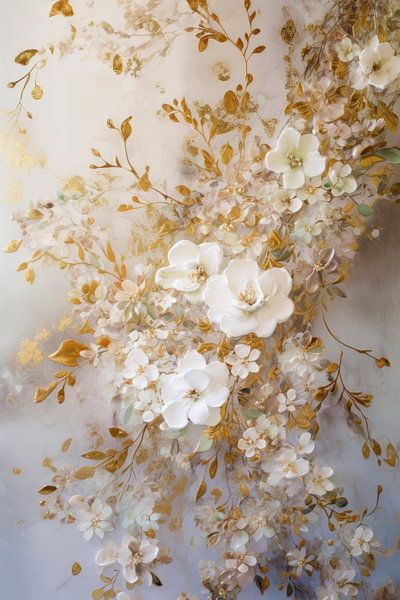 Flowers Rococo Painting by Preet Lambon