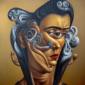 Portret van een Spaanse vrouw, stijl Dali, surrealisme van Jan Bechtum