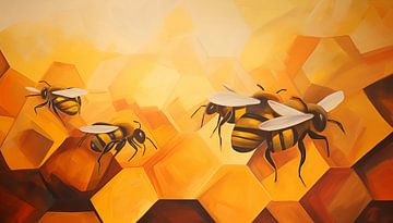 Abeilles abstraites cubisme panorama sur TheXclusive Art