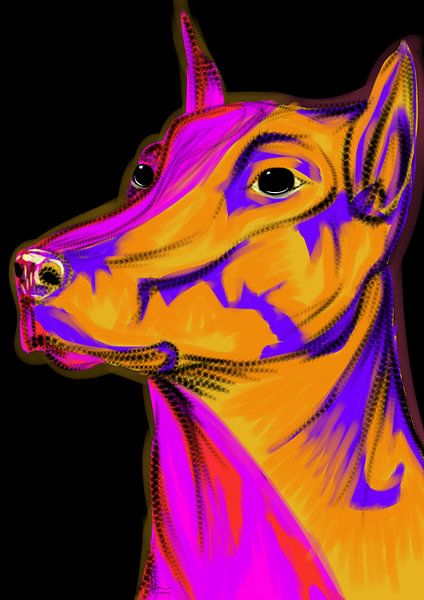 stylized color dog potrait by Salma Mutiara