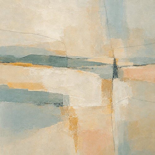 Œuvre d'art géométrique abstraite moderne dans des tons terreux harmonieux