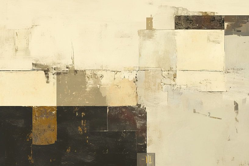 Abstrait Beige | Abstrait avec Beige et Noir par Caprices d'Art