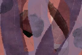 Modern abstract painting in rusty brown, lilac, soft terracotta. by Dina Dankers