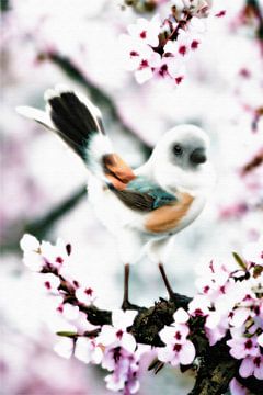 Frühlingsblüte Fantasie Vogel von Maud De Vries