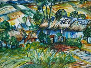 Inspiriert von van Gogh, blaues Bauernhaus.
