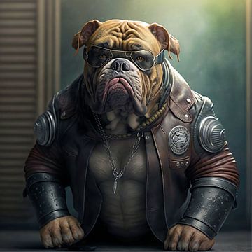 Tough dog in leather by Carla van Zomeren