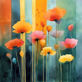 Coquelicots multicolores sur Jutta Maria Pusl