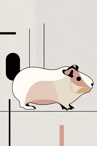 Minimalistisch cavia ontwerp van Art & Soul Creations