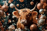 Magie van de Winter - Hooglandkoe in Feestelijke Sfeer - Schotse hooglander - kerst