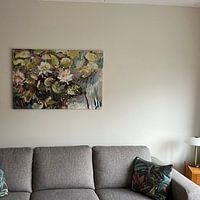 Klantfoto: Witte waterlelies van Tanja Koelemij, op canvas