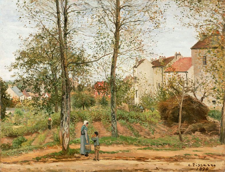 Huizen in Bougival (Herfst), Camille Pissarro van Meesterlijcke Meesters