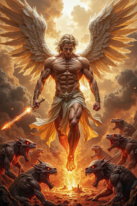 Dark Fantasy Art Wandbild: KAELION - Der Engel vor dem die Dämonen zittern