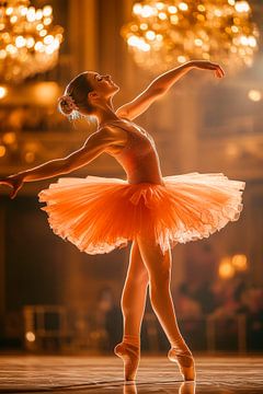 Elegante ballerina in de spotlight van Poster Art Shop