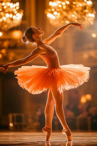 Elegante ballerina in de spotlight