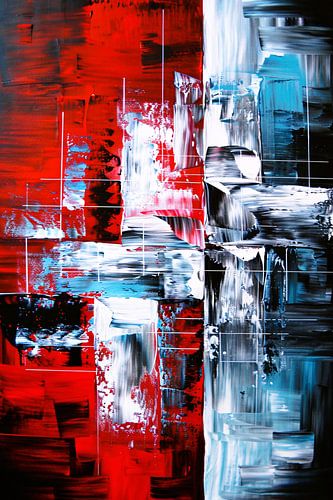 Abstract modern schilderij met dynamische kleuren
