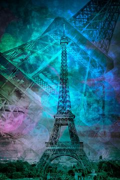 Pop Art Eiffel Tower II van Melanie Viola