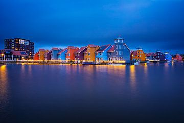 Reitdiephaven during the blue hour. by Justin Sinner Pictures ( Fotograaf op Texel)