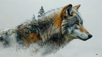 multiple exposure tussen dier en natuur van Gelissen Artworks thumbnail