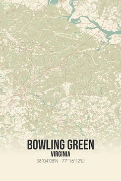 Vintage landkaart van Bowling Green (Virginia), USA. van MijnStadsPoster