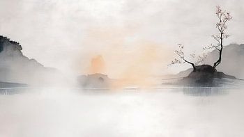 ZEN Art Gemälde: Gelassener Morgennebel