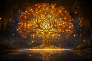Baum des Lebens im Licht Hintergrund Illustration