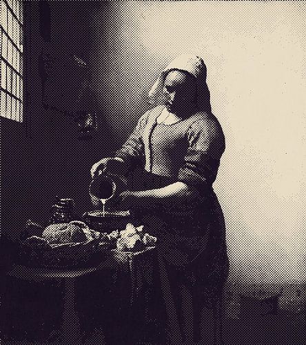 Milkmaid Johannes Vermeer - en points double ton - ton vintage
