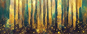 Ein abstrakter Wald im Stil von Gustav Klimt