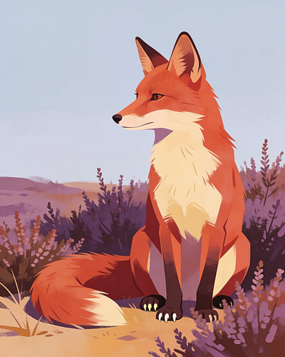 Fuchs in violetter Heide als Illustration