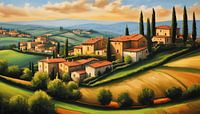 Painting Italian landscape, Tuscany