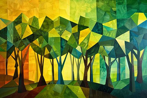 Geometrische Bomen in Levendige Kleuren
