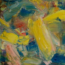 Abstract oil painting, Yellow, Blue, Red, Pink, Green by BowiScapes abstract and digital art