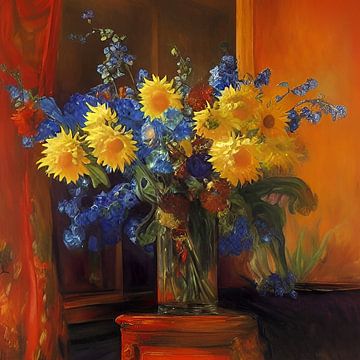 Fleurs jaunes et bleues