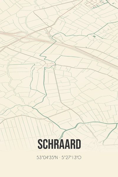 Vintage map of Schraard (Fryslan) by Prints of Place