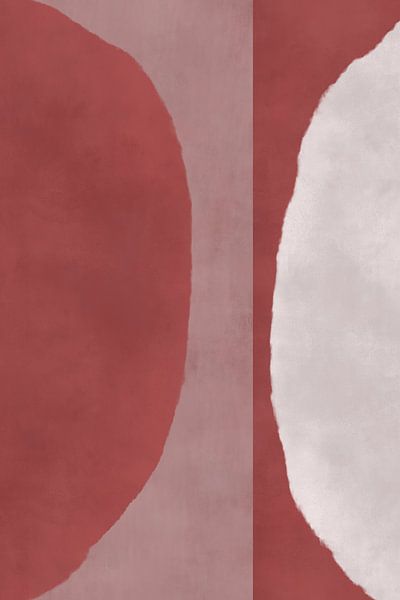 70s Retro veelkleurige abstracte vormen. Donkerrood, wit en licht taupe van Dina Dankers