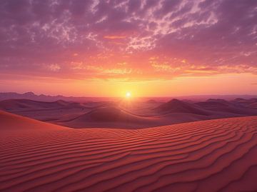 Gouden hemel boven de woestijn van fernlichtsicht
