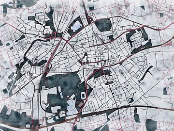 Map of Gladbeck with the style 'White Winter' by Maporia