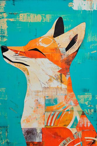 Fuchsprofil in leuchtenden Farben von Poster Art Shop
