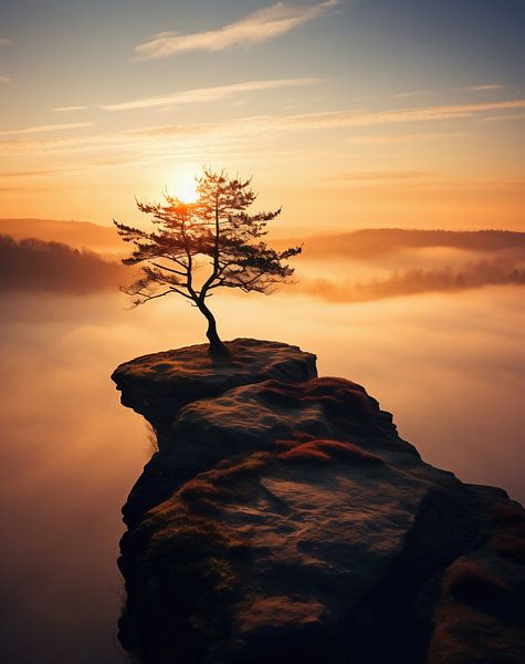 Zonsopgang in de bergen van fernlichtsicht