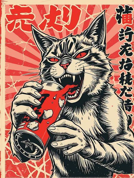 Expressive Cat Drinking by okta rendy