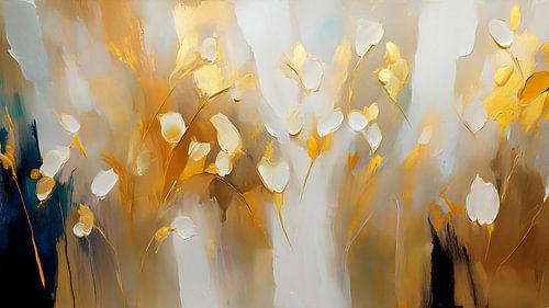 Modern Abstract:  Witte tulpen met goud