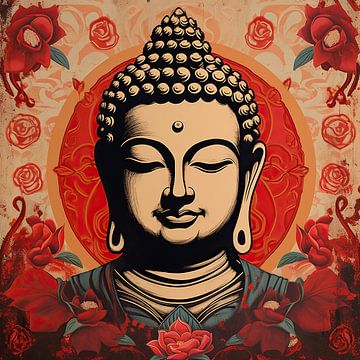 Buddha mit Lotus | Buddha Kunstwerk von ARTEO Gemälde