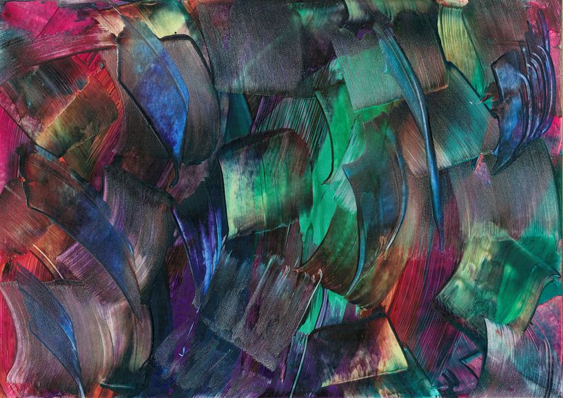 Abstracte gekleurde blokjes van Bethina de Reus