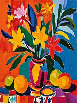 Bloemen in een vaas Stijl Henri Matisse van TOAN TRAN
