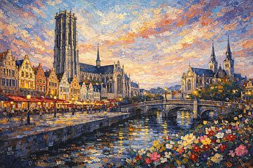 Mechelen, Belgium an impressionist painting. by Gallery Hoppenbrouwers