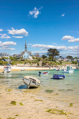 Haven bij eb op het Ile de Batz, Bretagne