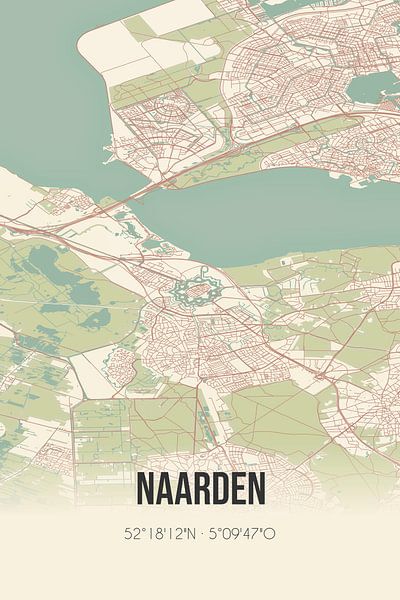 Alte Karte von Naarden (Nordholland) von Ortsdrucke